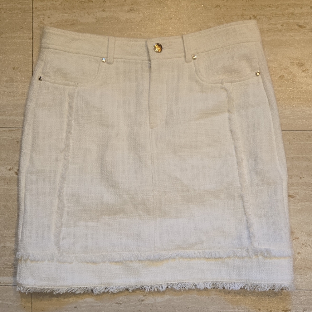 Karl Lagerfeld Paris White Fringe Edge Skirt